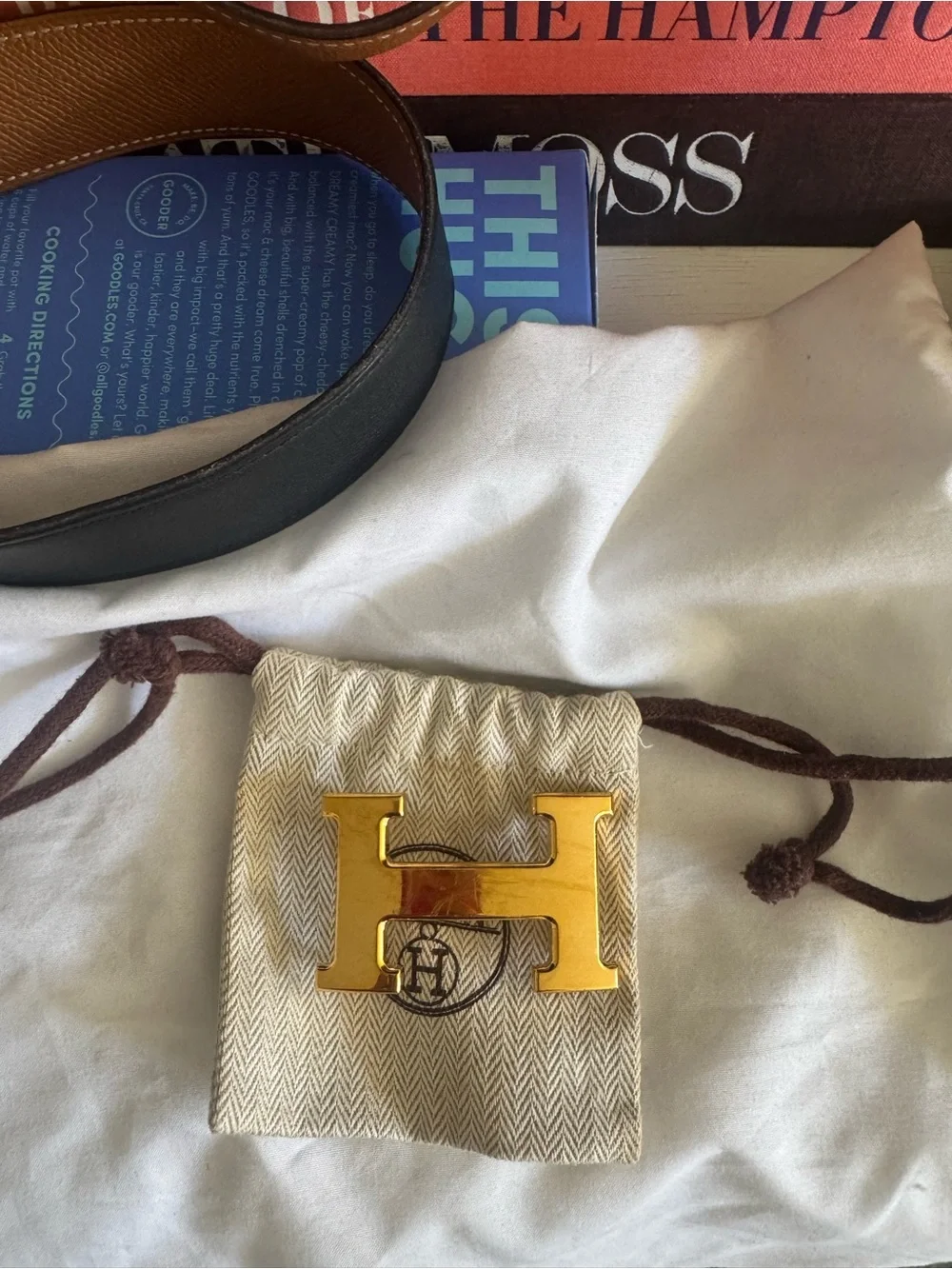 Hermes H belt buckle & reversible leather strap